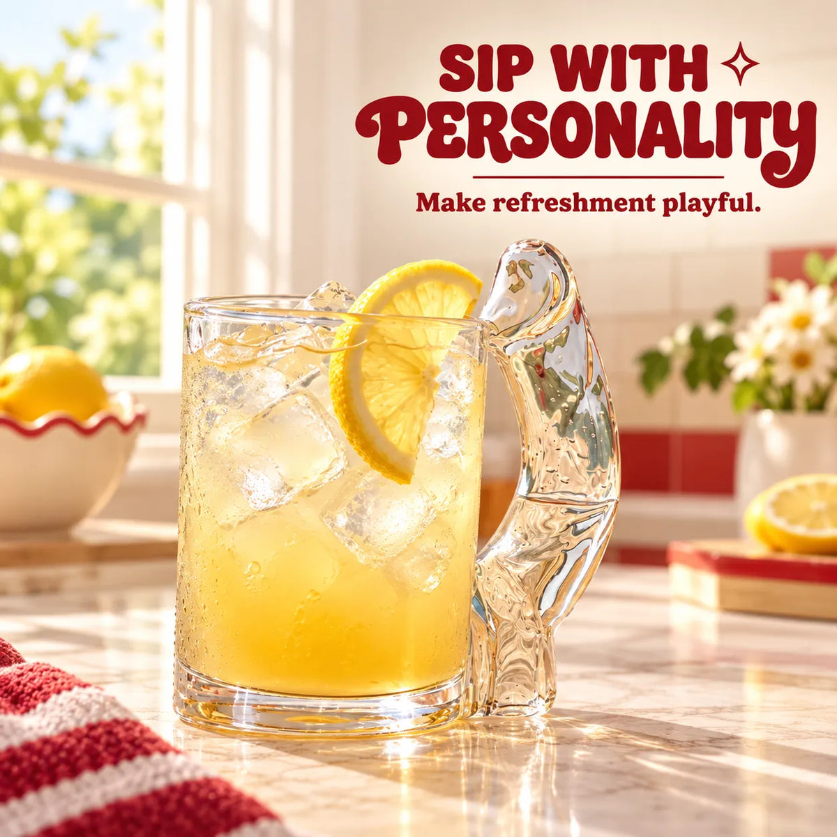 🍹 Crazy Mug – Funny Handle Glass Mug & Party Kit 🎁