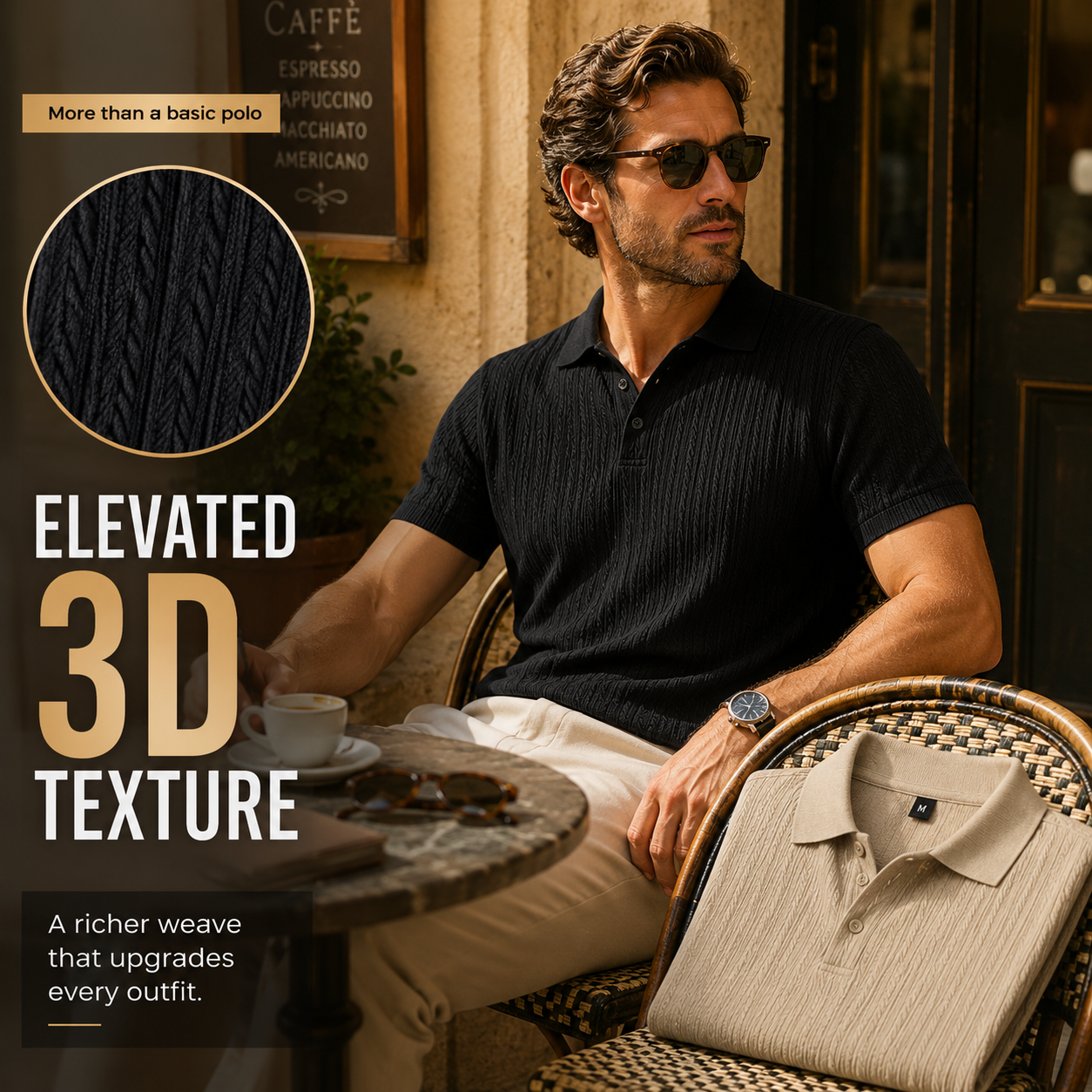 Men's Textured Quick-Dry Polo 👔