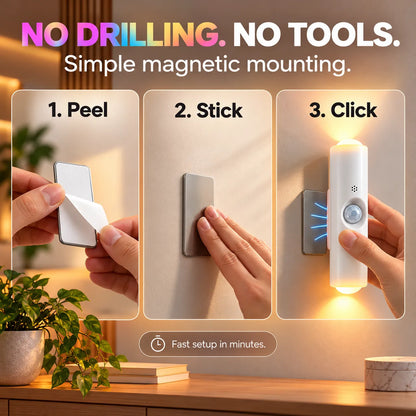 ✨ 7-Color RGB Motion Sensor Wall Lights – Magnetic, No-Drill Ambient Lighting