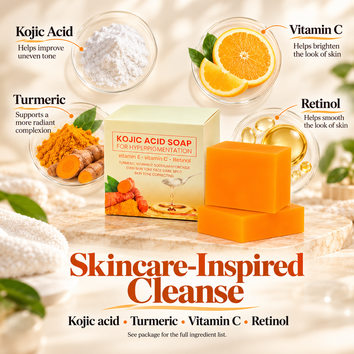 🧡 Kojic Acid Brightening Cleansing Soap – Your Daily Skin Renewal Ritual