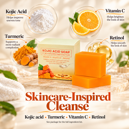 🧡 Kojic Acid Brightening Cleansing Soap – Your Daily Skin Renewal Ritual