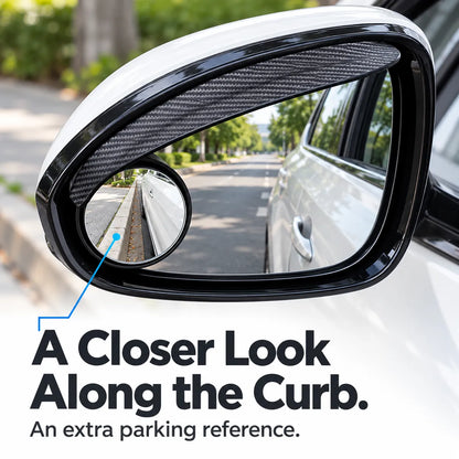 🚗 2-in-1 Side Mirror Rain Visors with Adjustable Blind Spot Mirrors – Carbon Fiber Look