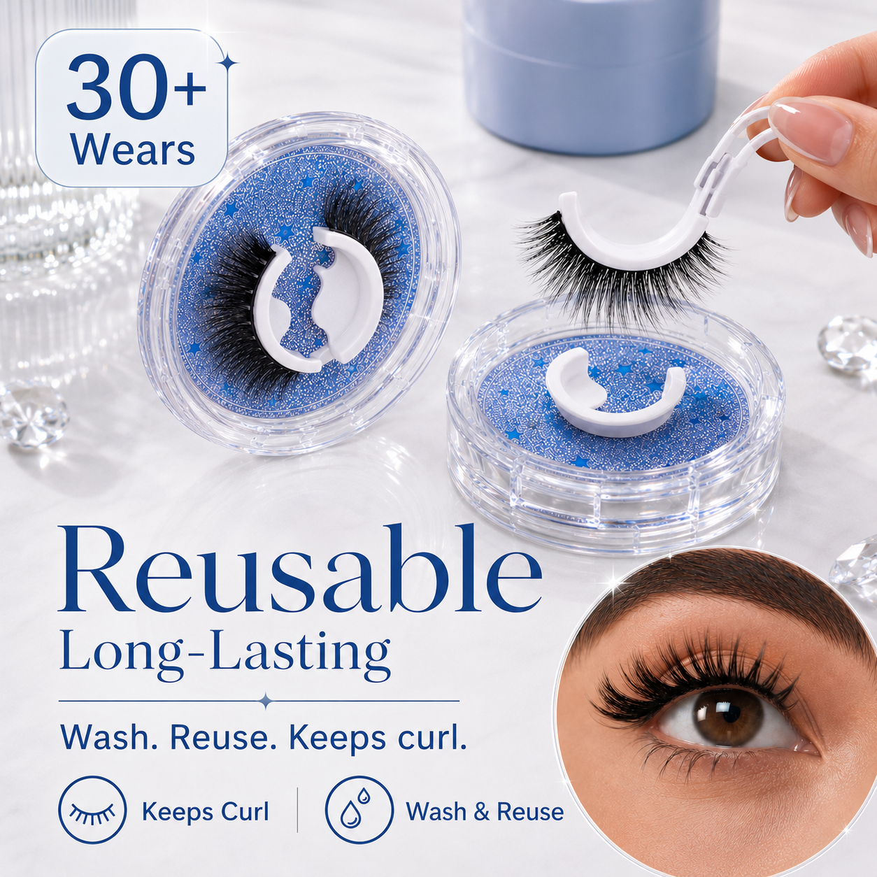 No-Glue Self-Adhesive Reusable Lashes😍