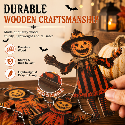 Vintage Wooden Pumpkin Banner (6 Pcs) 🎃