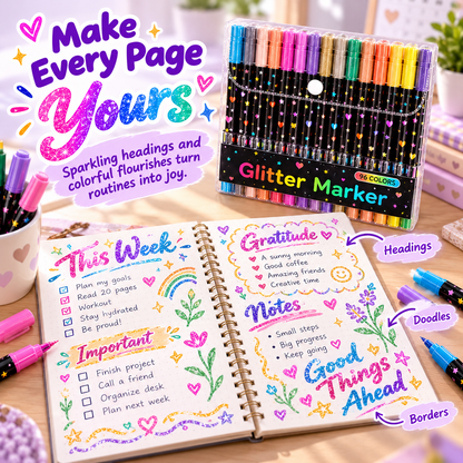 ✨ Dual-color glitter pen – making every detail shine