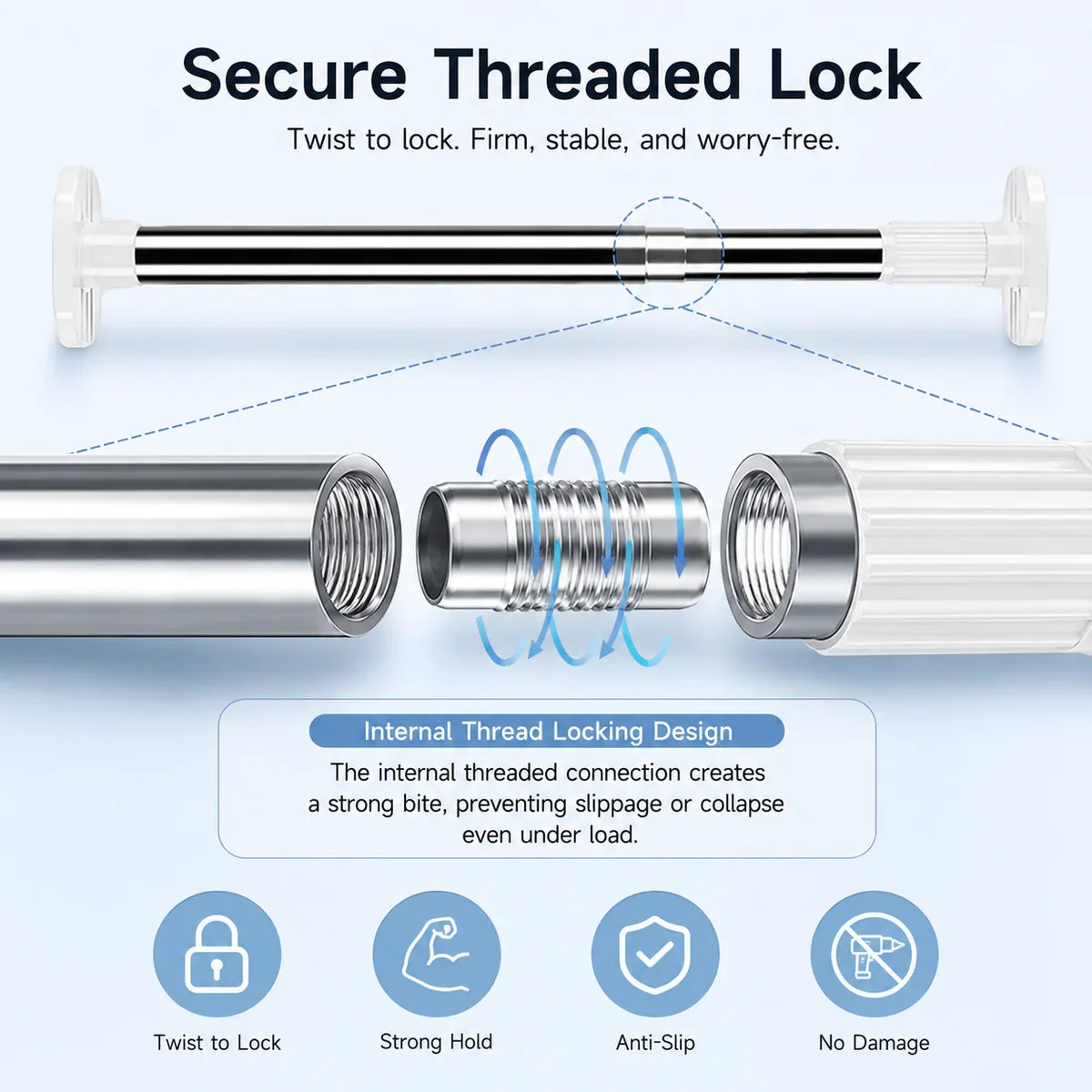 🏠 Drill-Free Adjustable Tension Rod – Instant Storage, Zero Wall Damage