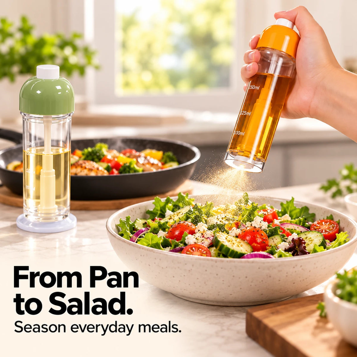 Press-to-Spray Kitchen Bottle 🧴 Even Oil & Vinegar