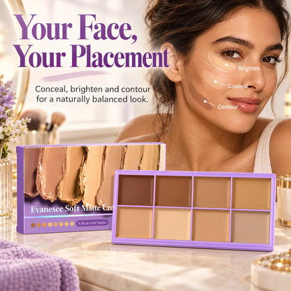 ✨ 8-Color Cream Concealer & Contour Palette – Custom-Blend Shades to Conceal, Brighten & Sculpt