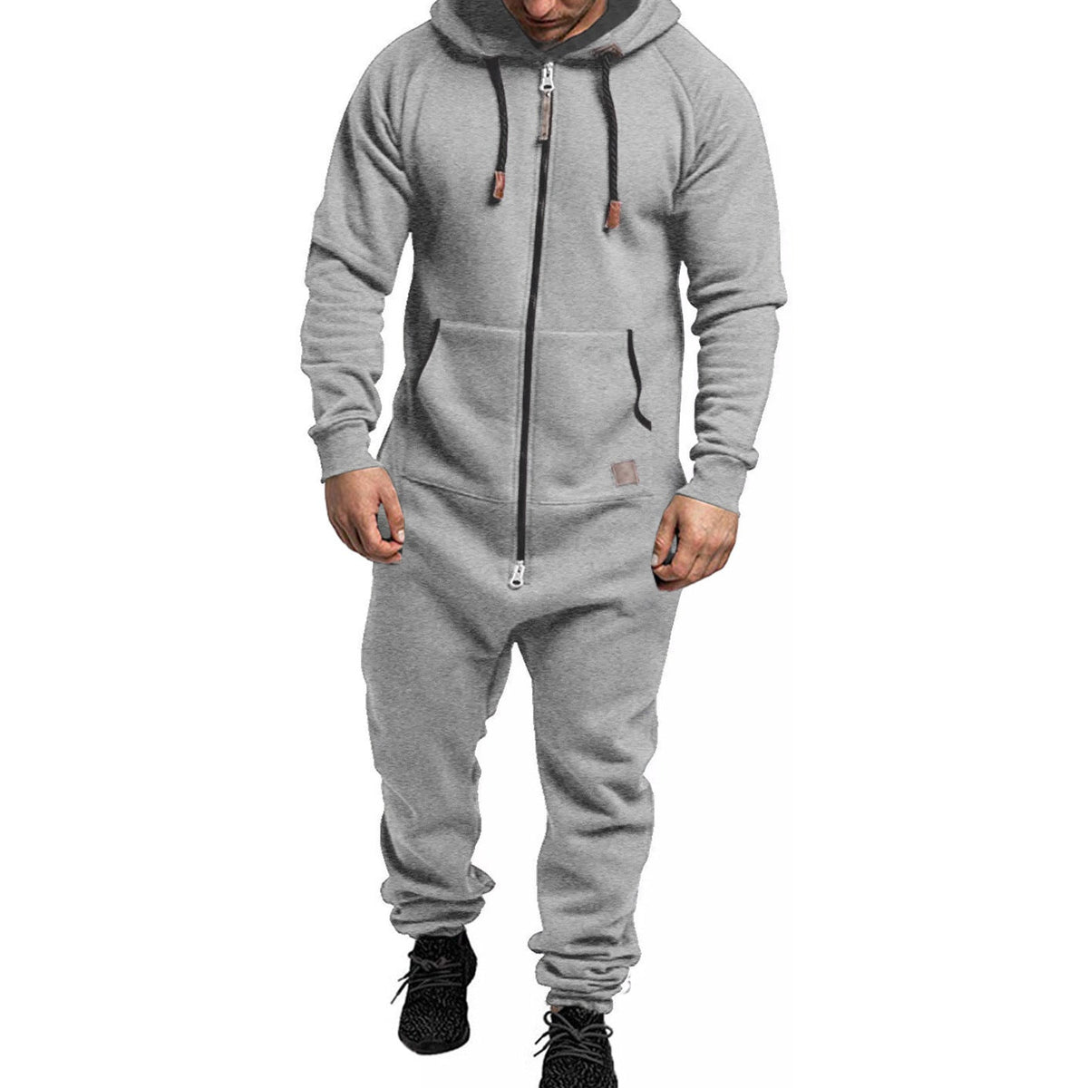 🧥 Men’s Hooded Fleece Jumpsuit – Cozy All-in-One Comfort