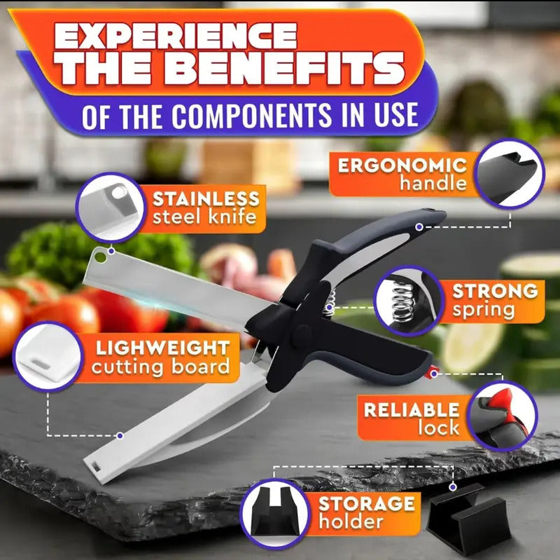 ✂️ 2-in-1 Kitchen Scissors & Cutter 🍅