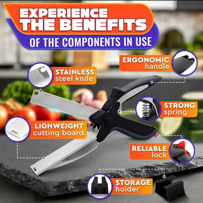 ✂️ 2-in-1 Kitchen Scissors & Cutter 🍅