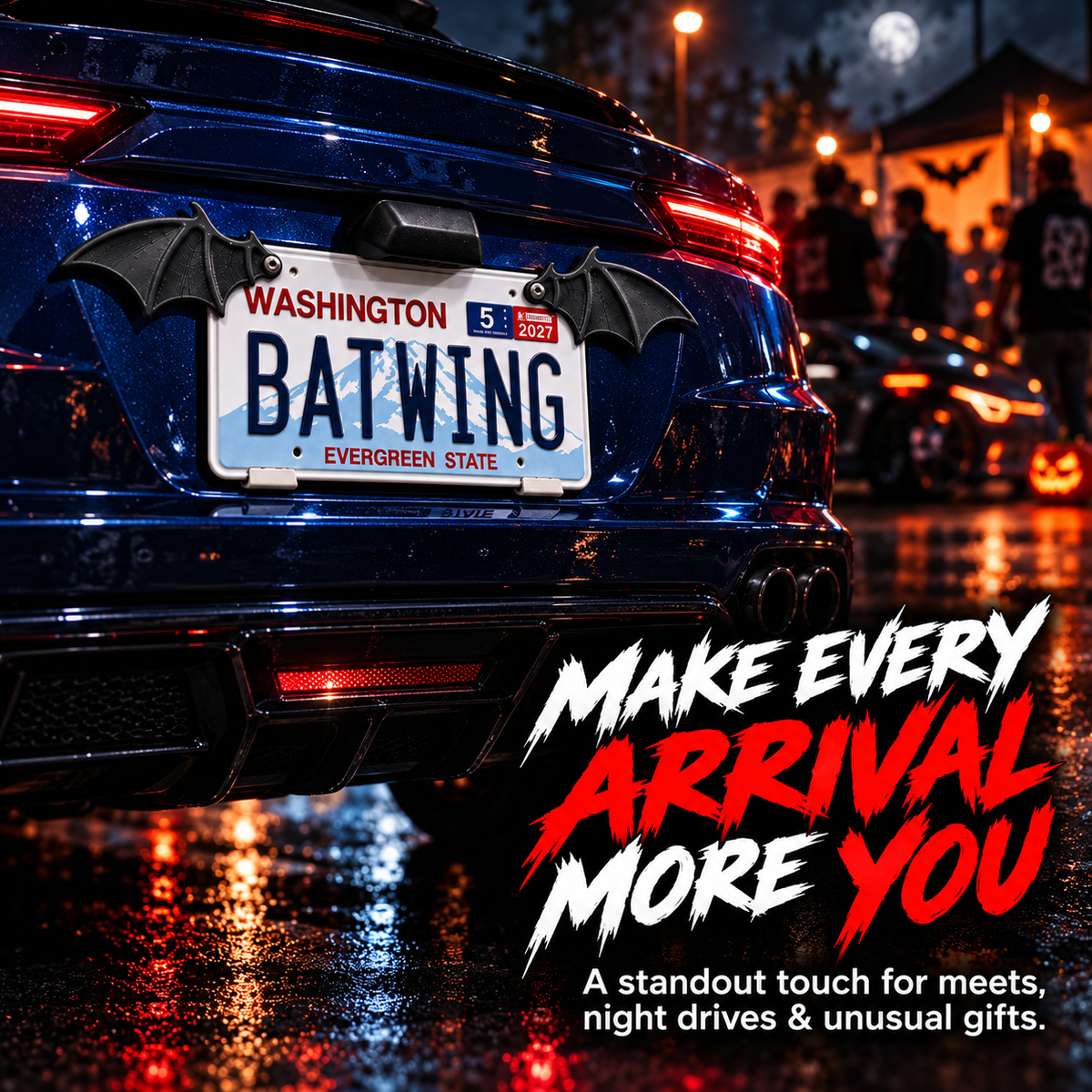 🦇 3D Bat Wing License Plate Decoration - Gothic Car Accessories