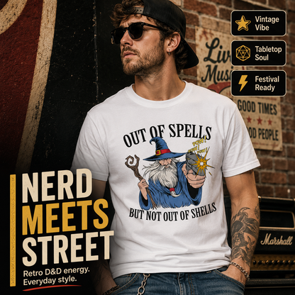 Out of Spells, But Not Out of Shells Graphic Tee 🧙‍♂️🔫