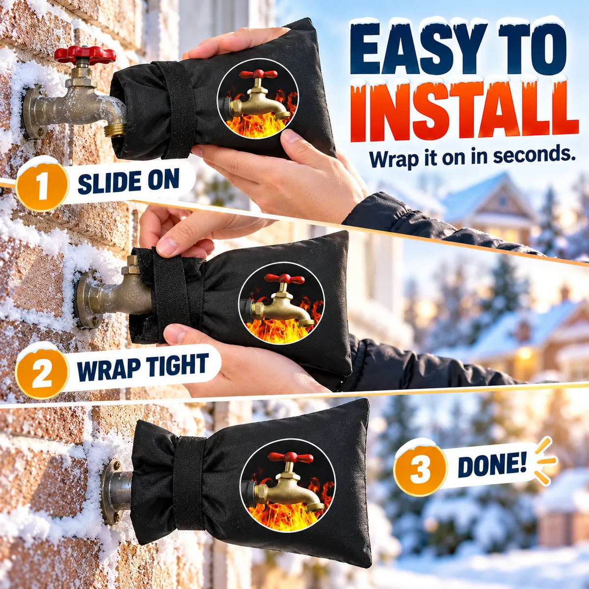 ❄️ Winter Outdoor Faucet Covers – Insulated Freeze Protection 🛡️
