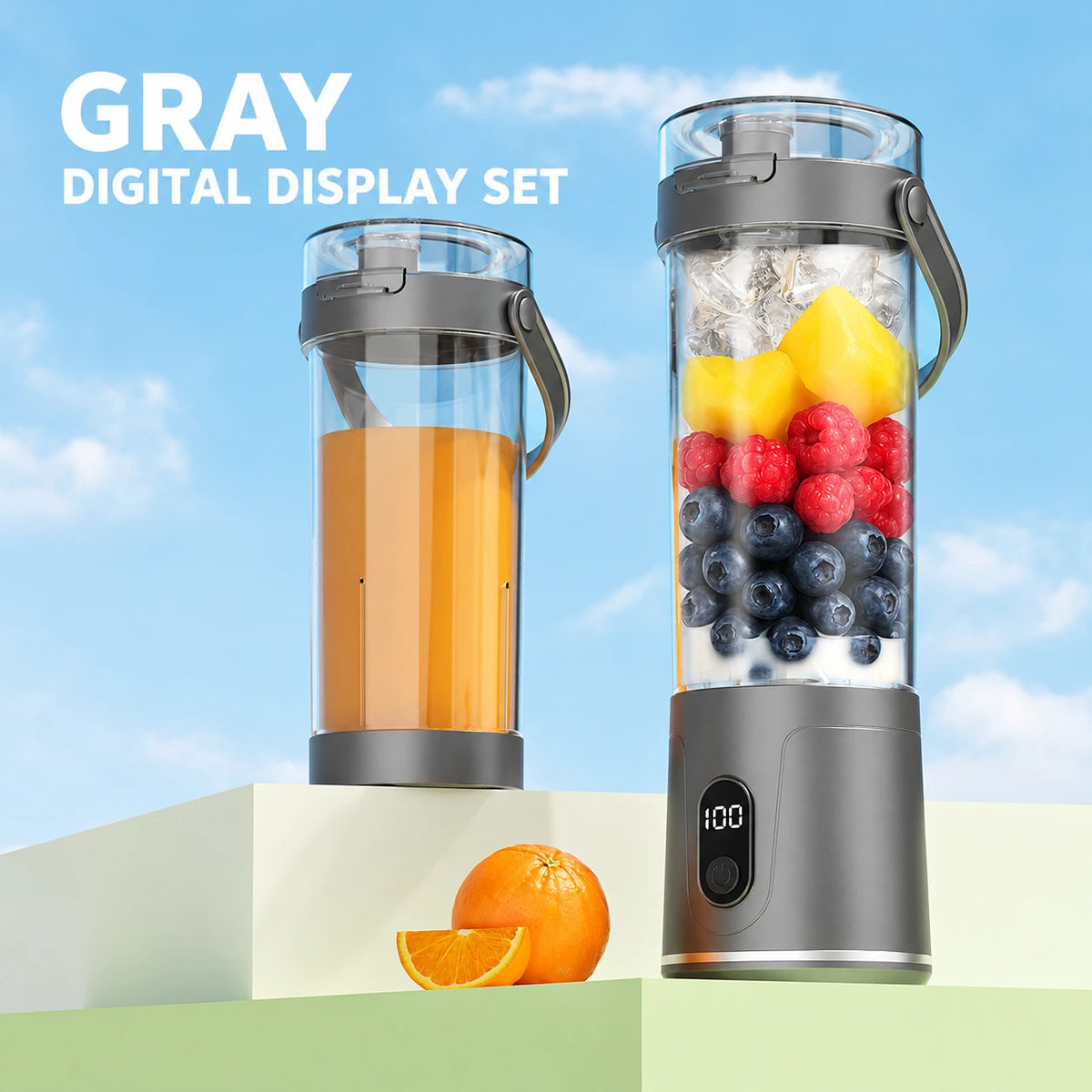 Portable Blender Cup with Carry Handle for Smoothies and Shakes