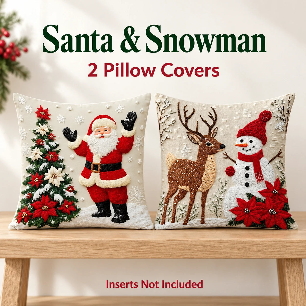 🎄 Christmas Pillow Covers 4-Piece Set — Festive Sofa Makeover
