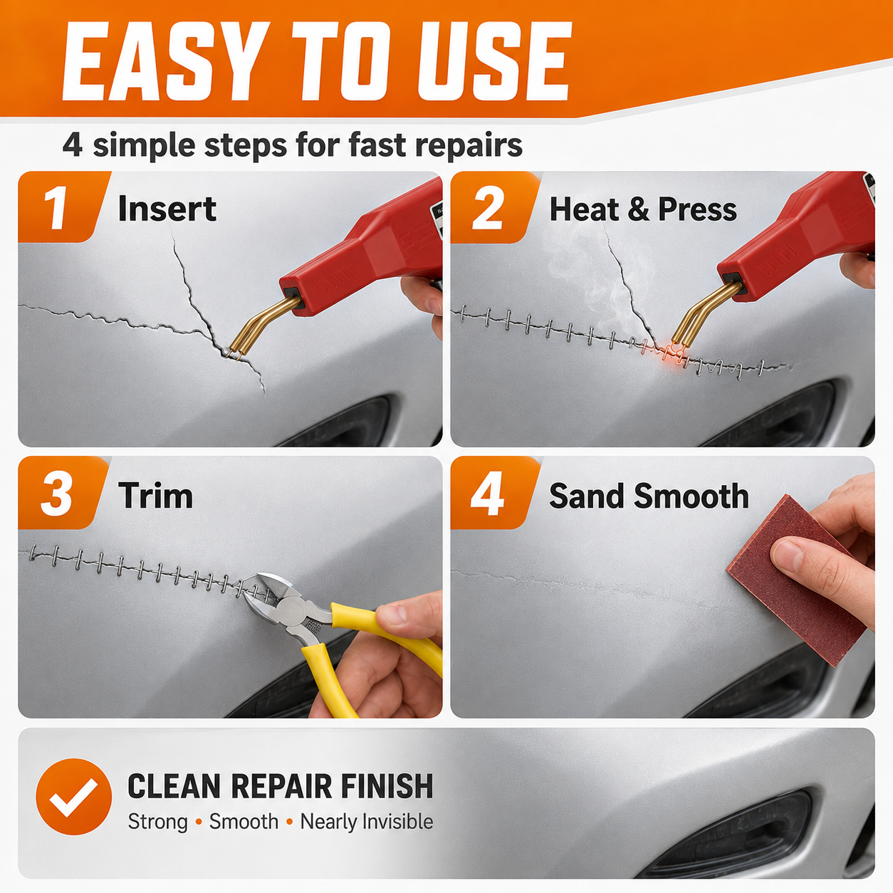 🔧 Handheld Car Plastic Welding Repair Tool (200 Staples Included)