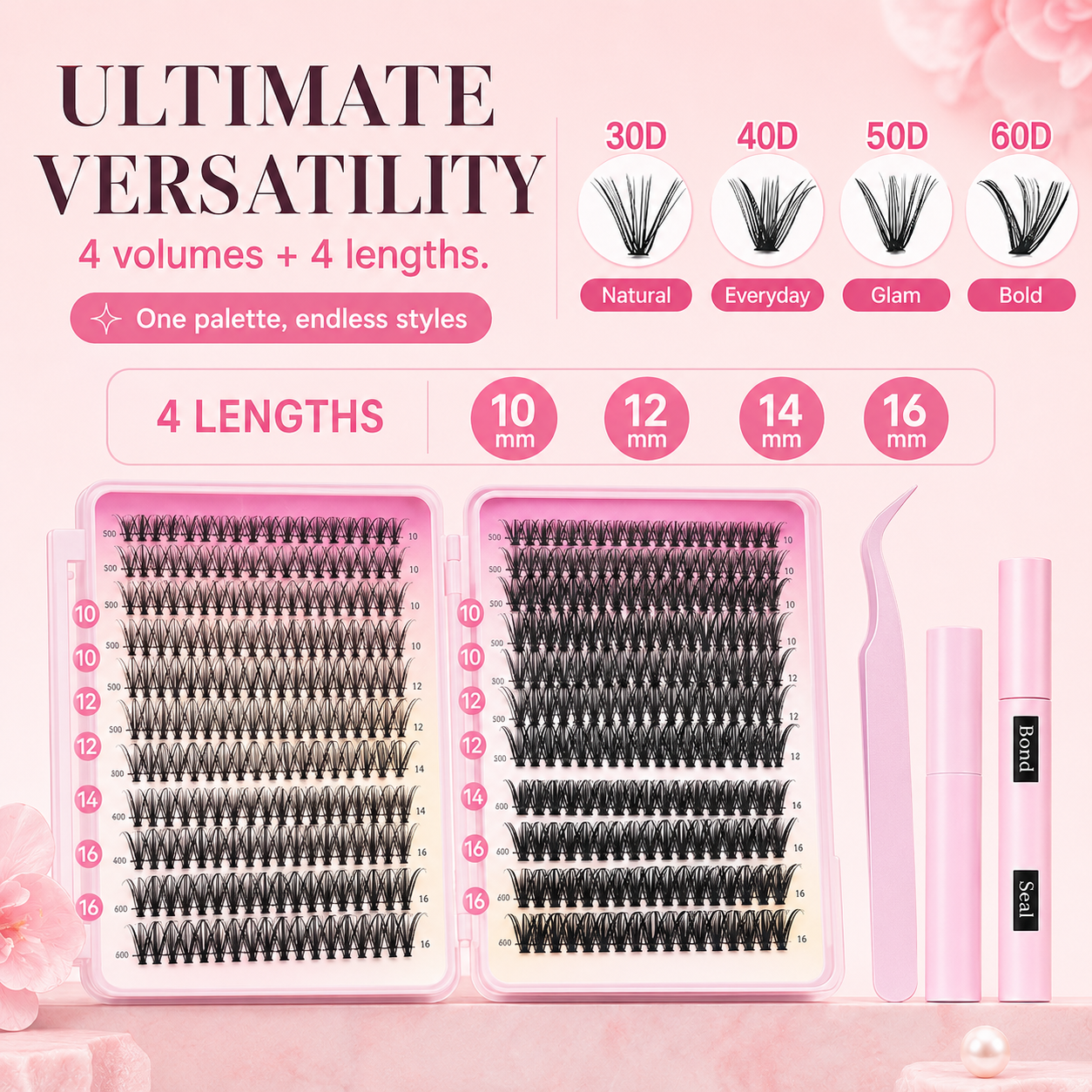💖 All-in-One Eyelash Book (32 Rows / 640 Clusters)