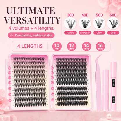 💖 All-in-One Eyelash Book (32 Rows / 640 Clusters)