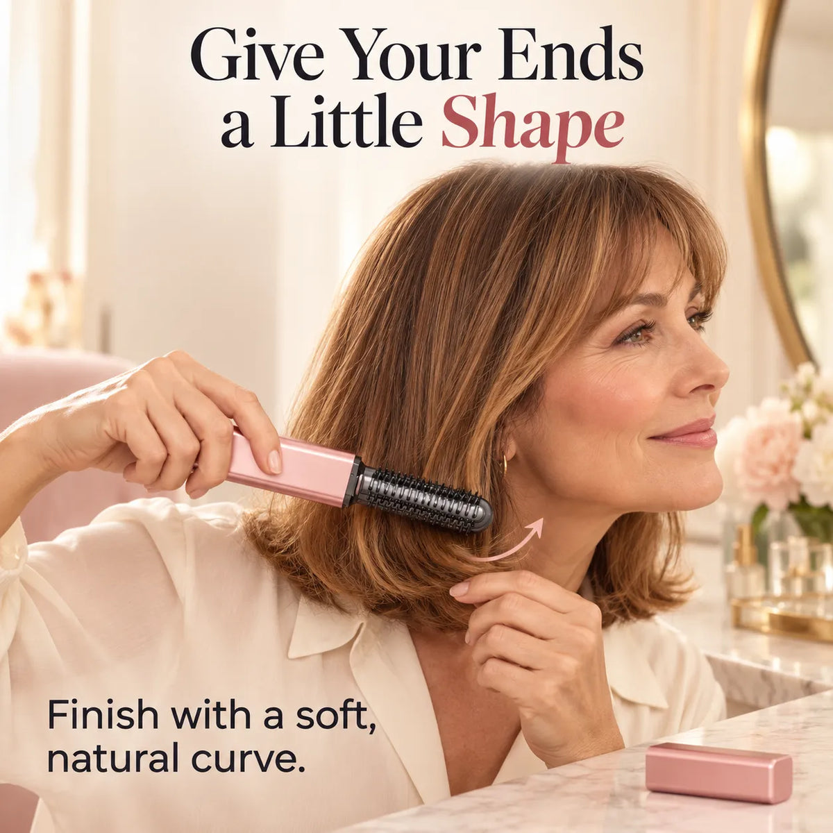 ✨ Mini Cordless Heated Styling Brush – Portable Hair Touch-Up Tool for Bangs, Face-Framing Pieces & Ends
