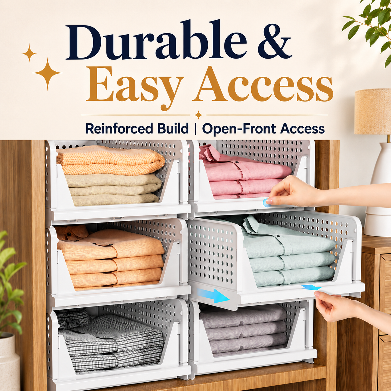 🧺 Stackable & Foldable Closet Organizer Bins