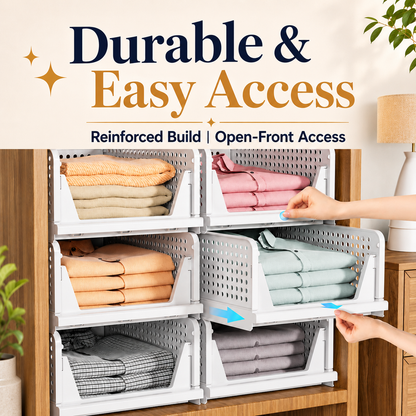 🧺 Stackable & Foldable Closet Organizer Bins