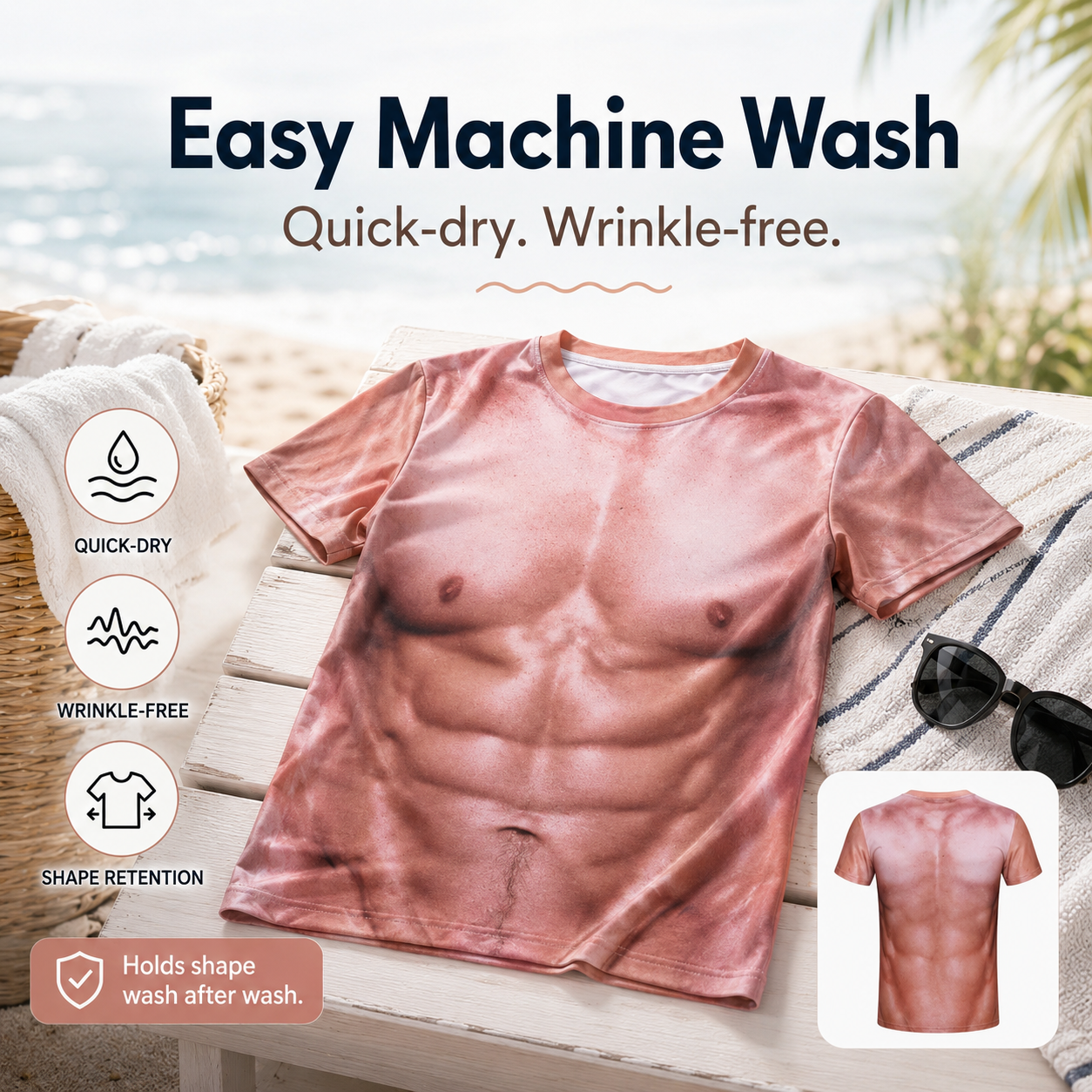 💪Realistic Abs Printed Short Sleeve