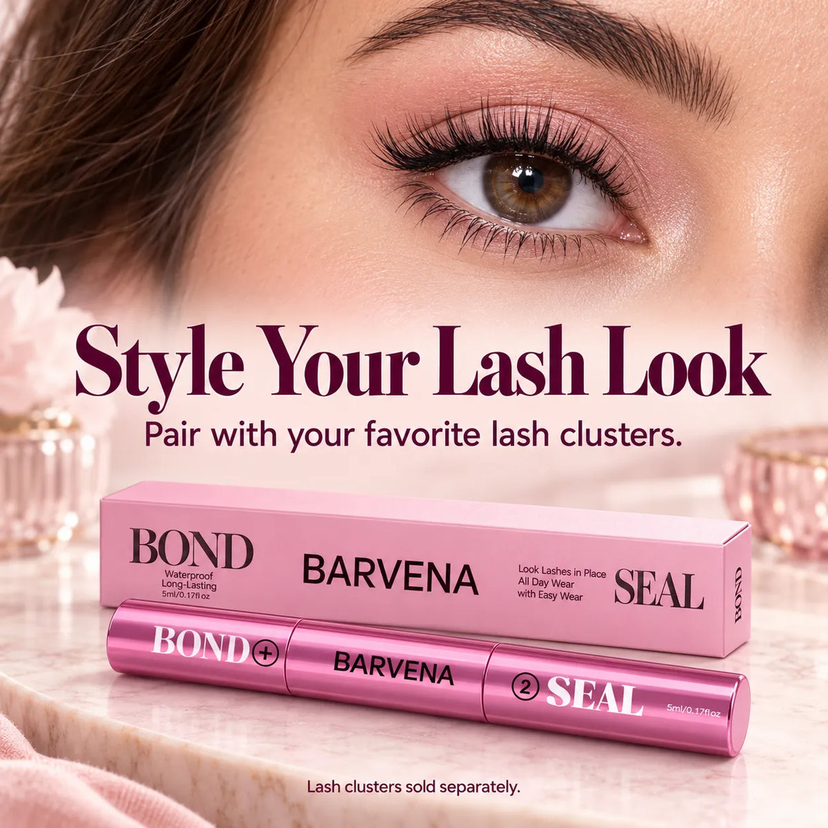 ✨ 2-in-1 Lash Bond & Seal for DIY Cluster Lashes 💗 Black Bond + Clear Seal