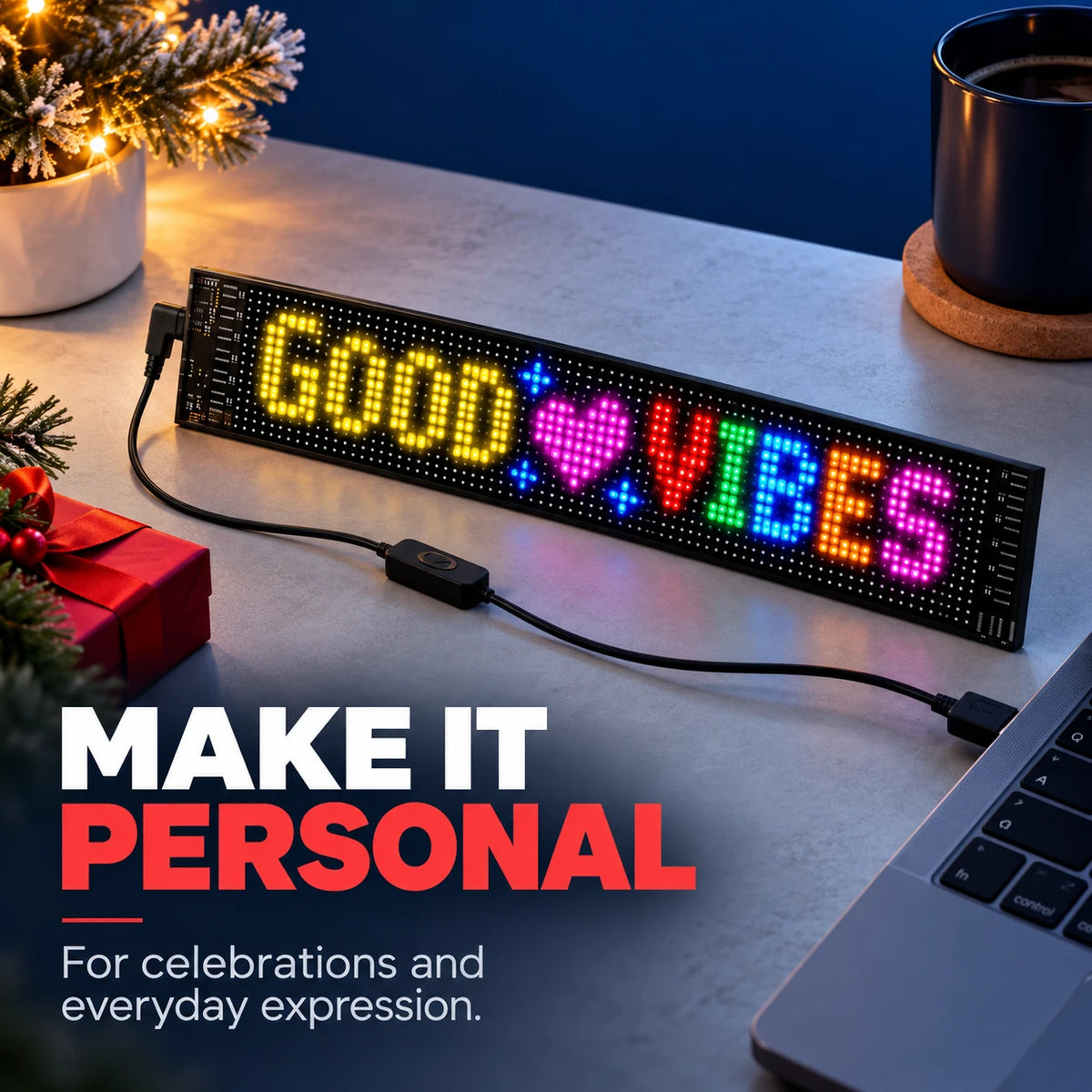 Custom LED Pixel Display | Your Text, Colors & Effects ✨