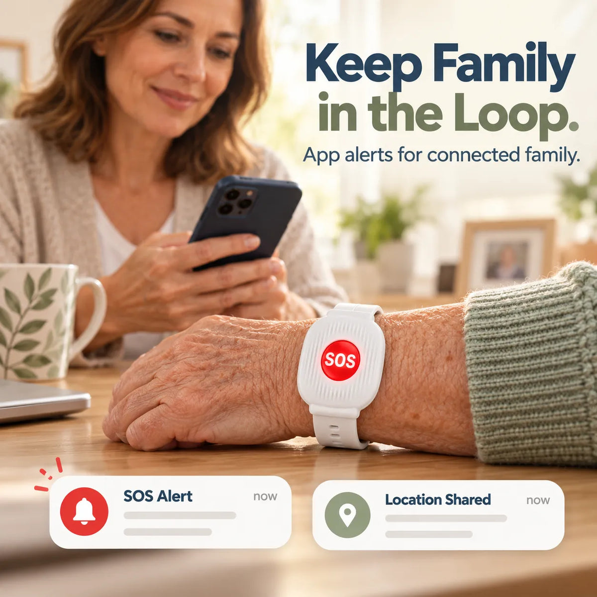 ⌚ Wi-Fi SOS Alert Bracelet for Seniors – Wearable Help Button with Family App Alerts 🤍