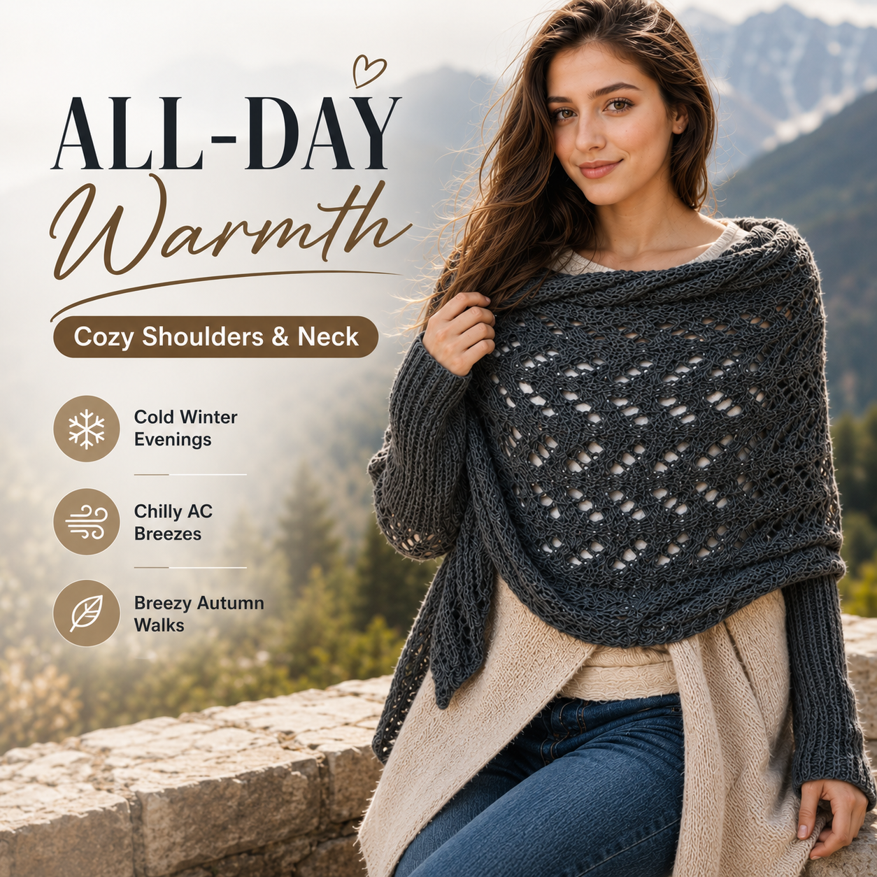 The Sleeve Knit Scarf – Versatile Chunky Wrap Shawl🧣