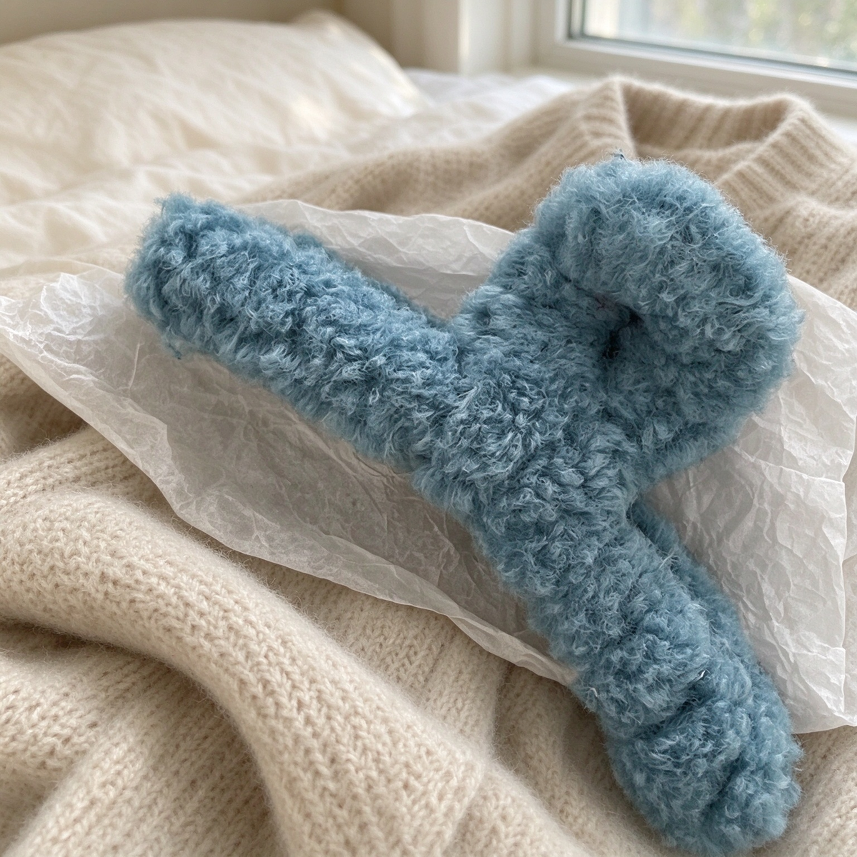 Plush shark claw hair clip