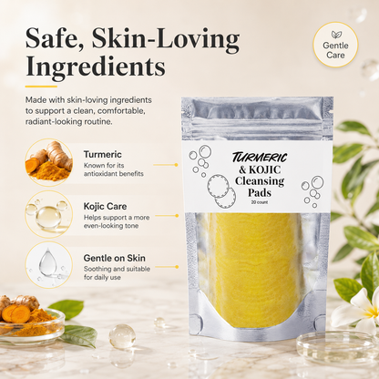 🌿 Natural Turmeric & Kojic Acid Gentle Face Cleansing Pads