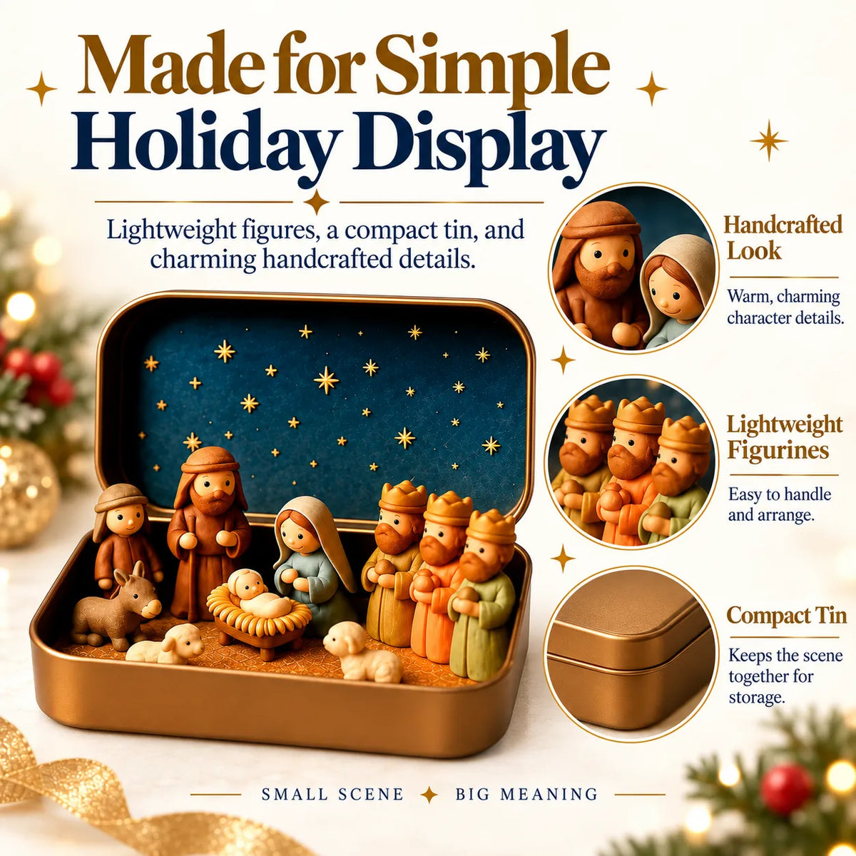 🎄 Mini Christmas Nativity Scene in a Tin – Meaningful Holiday Keepsake Gift