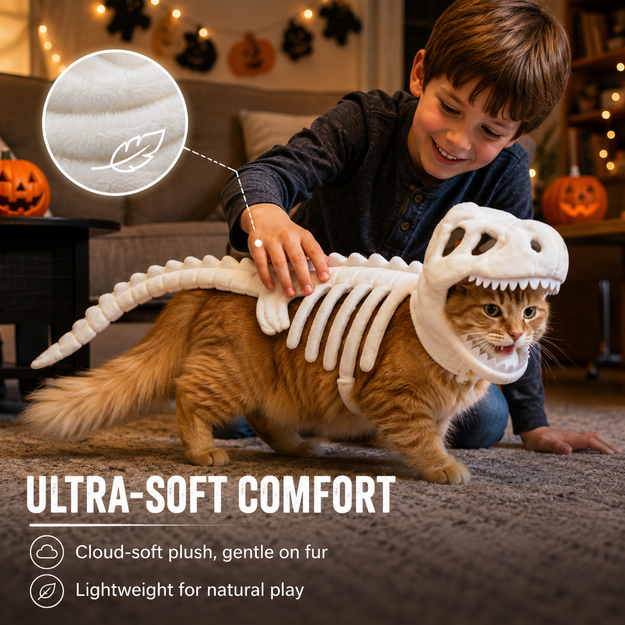 🦖 Glow-in-the-Dark Dino Skeleton Pet Costume