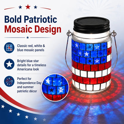 🔥 Last Day 50% OFF - 4th of July Solar Patriotic Mason Jar Lantern