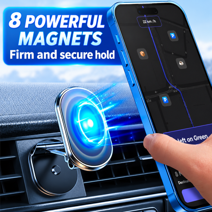 🔄Foldable metal magnetic car phone holder - 360° rotating