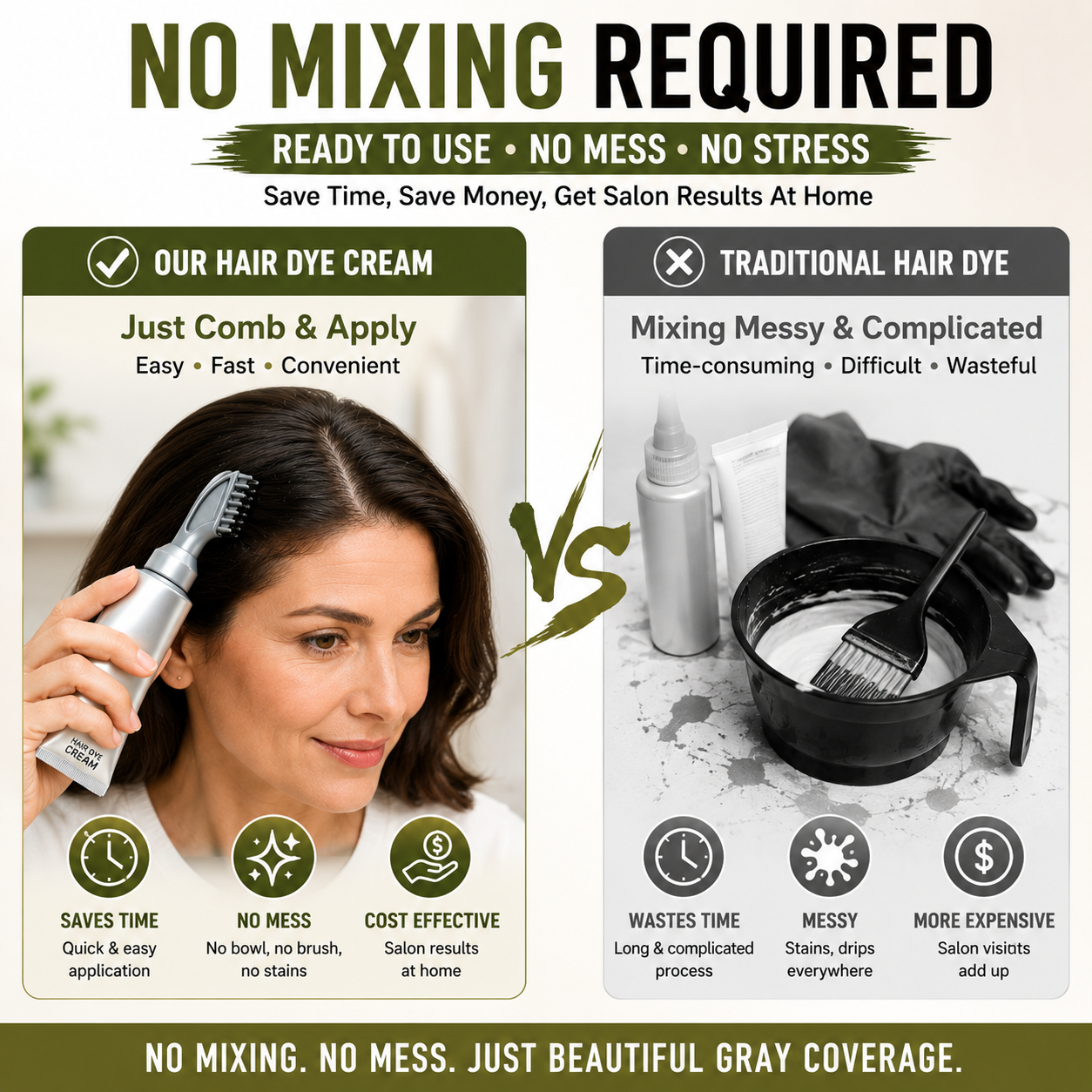 Instant Gray Coverage Hair Dye Comb