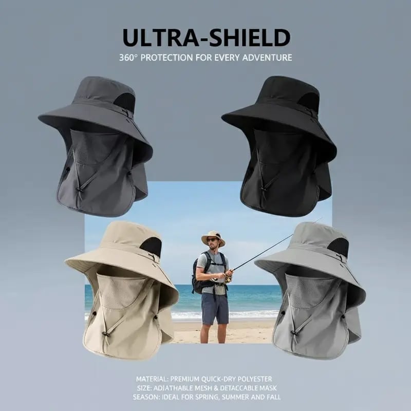 🌞 Spring/Summer Fisherman Hat 🏕️ Detachable Sun Protection