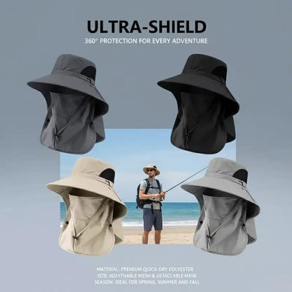 🌞 Spring/Summer Fisherman Hat 🏕️ Detachable Sun Protection