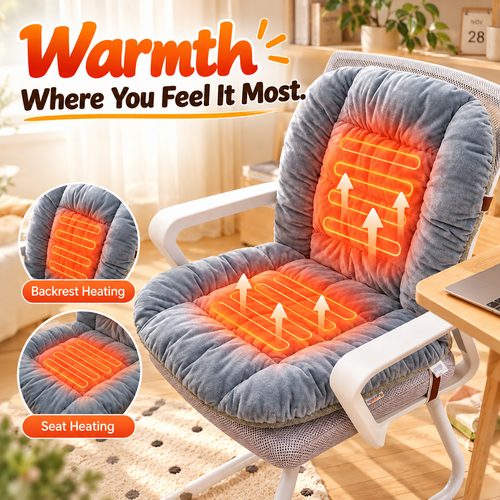 🔥 Plush Heated Chair Cushion – Cozy Warmth for Your Seat & Back 🛋️