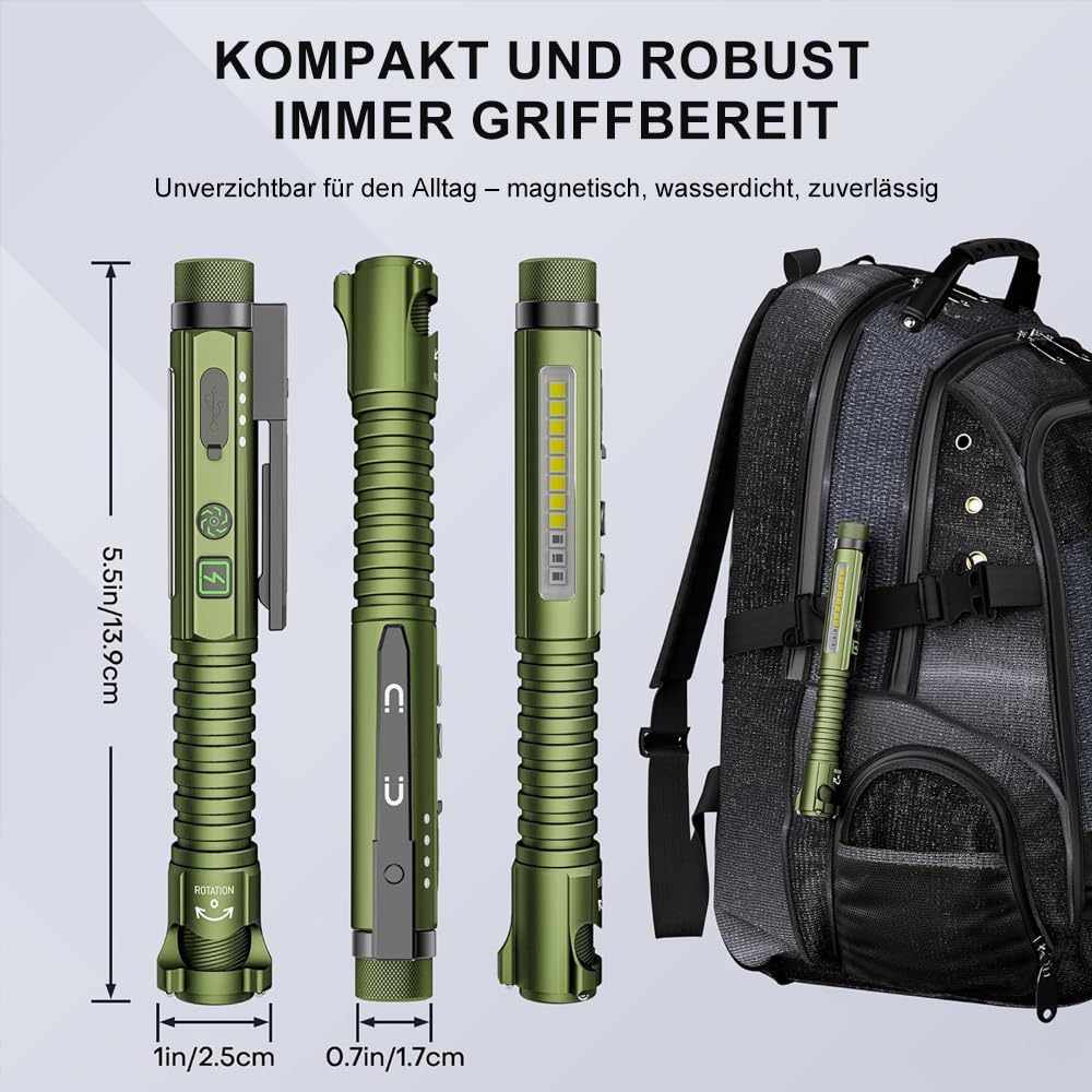 🔦 Tactical 800LM Rechargeable EDC Flashlight Multi-Tool