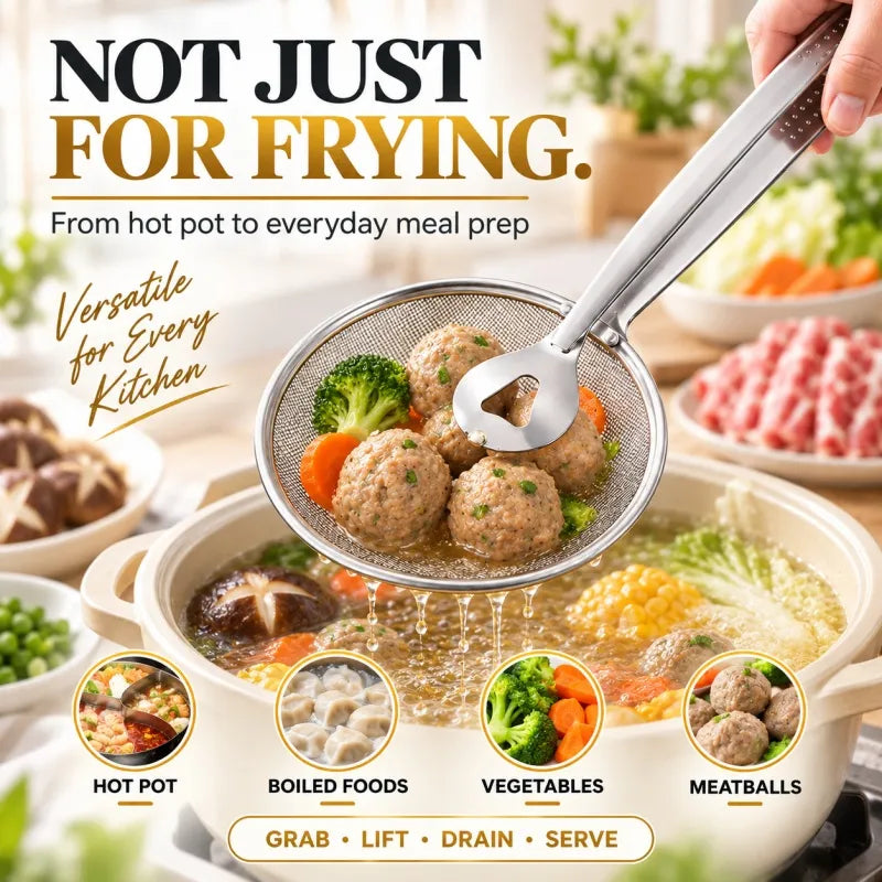 🔥2-in-1 Oil-Frying Filter Clip- Stainless Steel Frying & Draining Tool