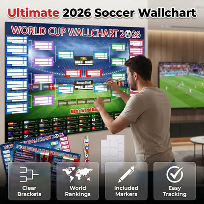 ⚽🏆 2026 Soccer Fan Wall Chart Kit 📅 Group Stage & Knockouts