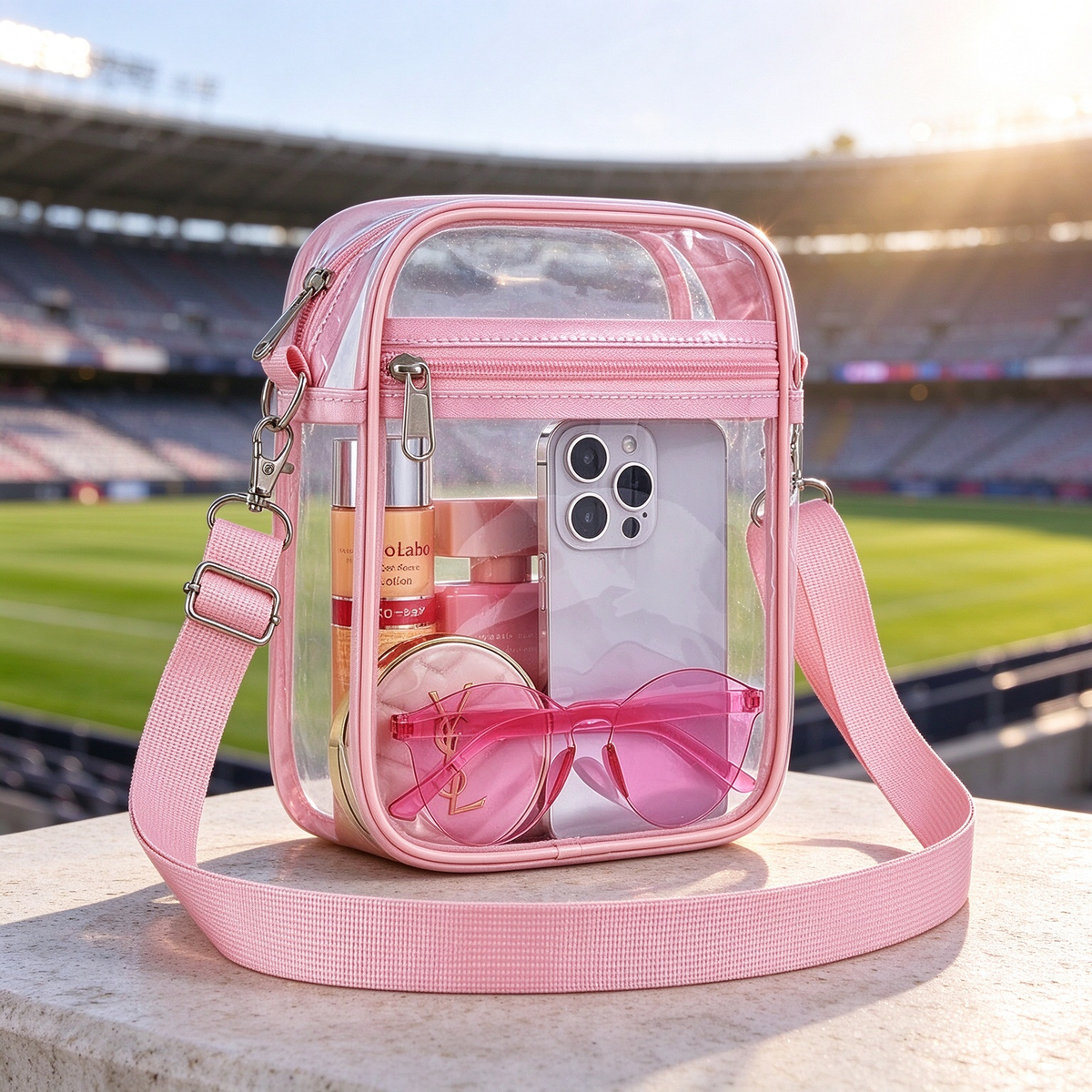 🏟️Stadium Approved Clear Crossbody Bag - Waterproof PVC Transparent Bag