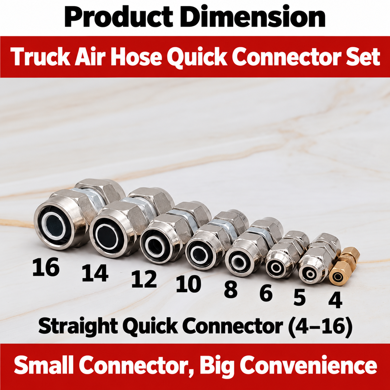 🚛Heavy-duty truck pneumatic piping leak-proof 4-16mm fitting kit (8 pieces) - Compressor piping fittings
