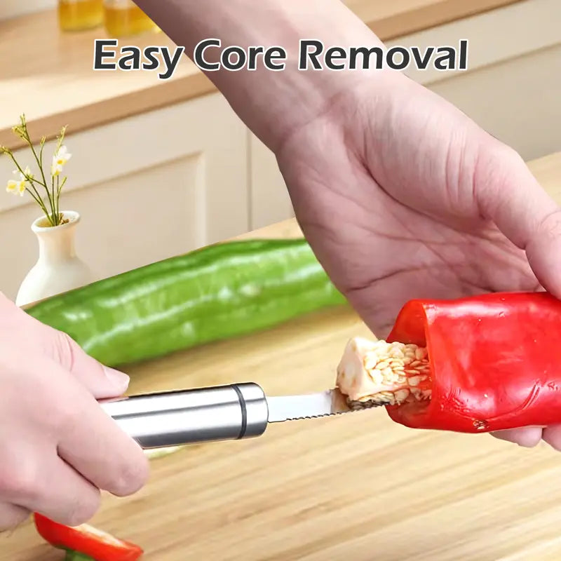 🔪Stainless steel serrated chili pepper deseeder