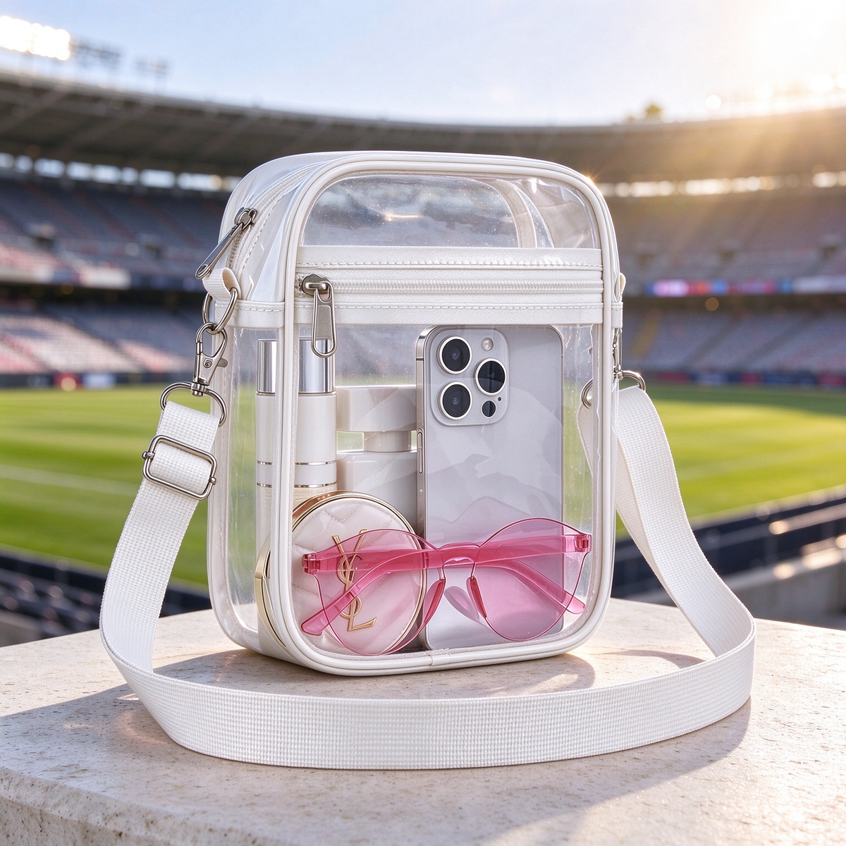 🏟️Stadium Approved Clear Crossbody Bag - Waterproof PVC Transparent Bag