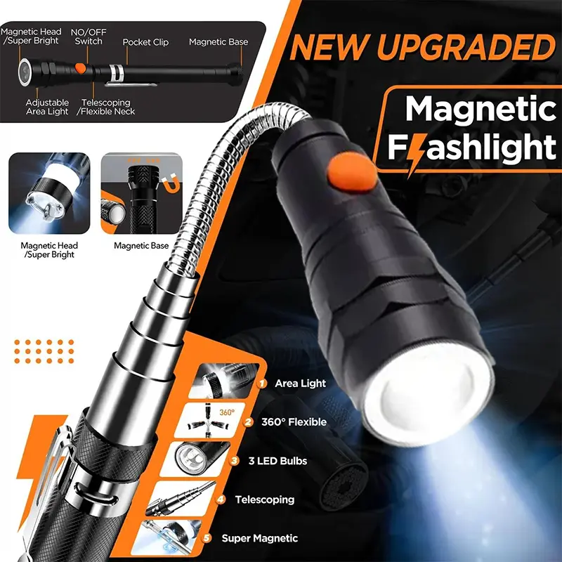 🧲Retractable Magnetic Pickup Tool - Retractable Magnet with LED Flashlight