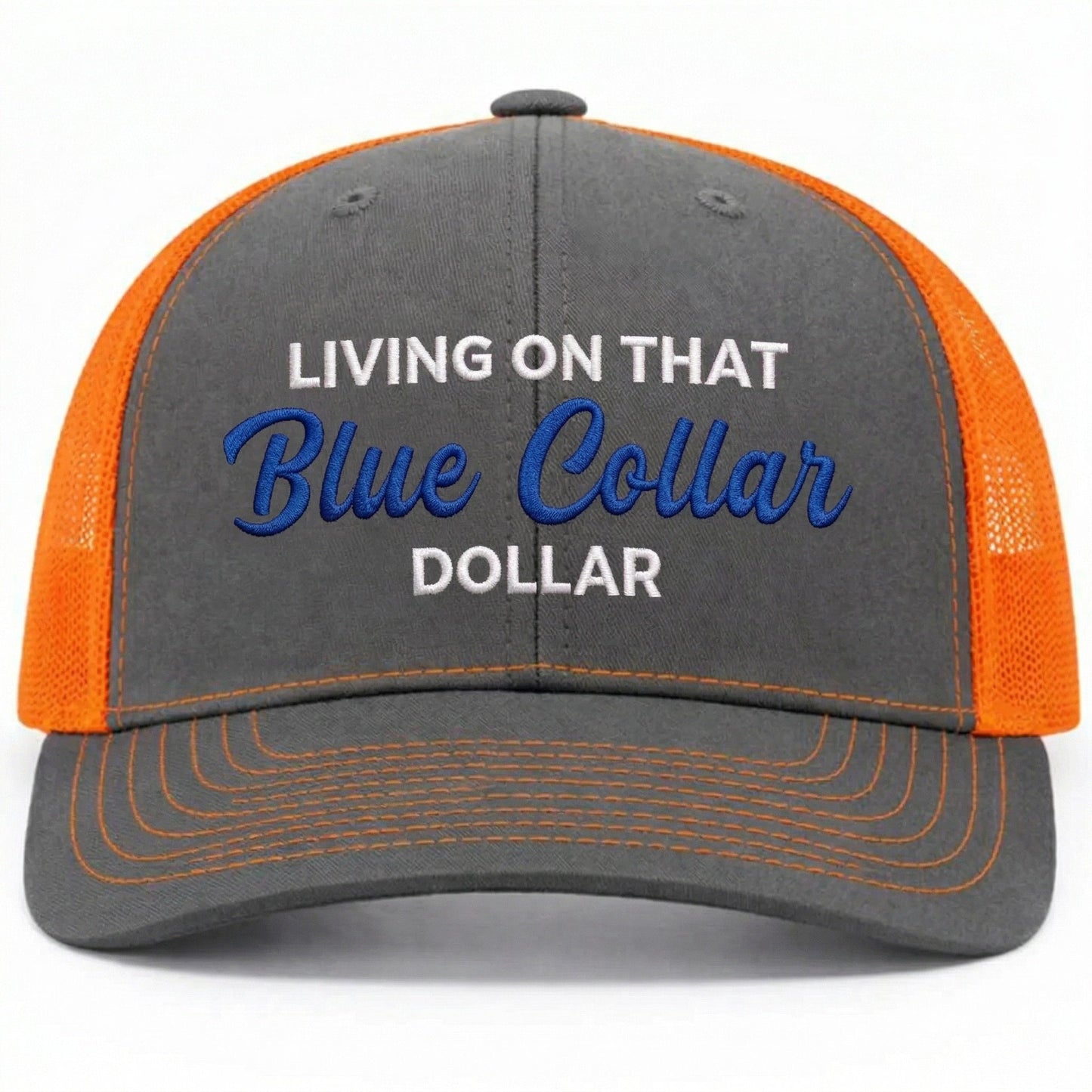 🧢Blue Collar Dollar Trucker Hat – Proud Workwear Cap